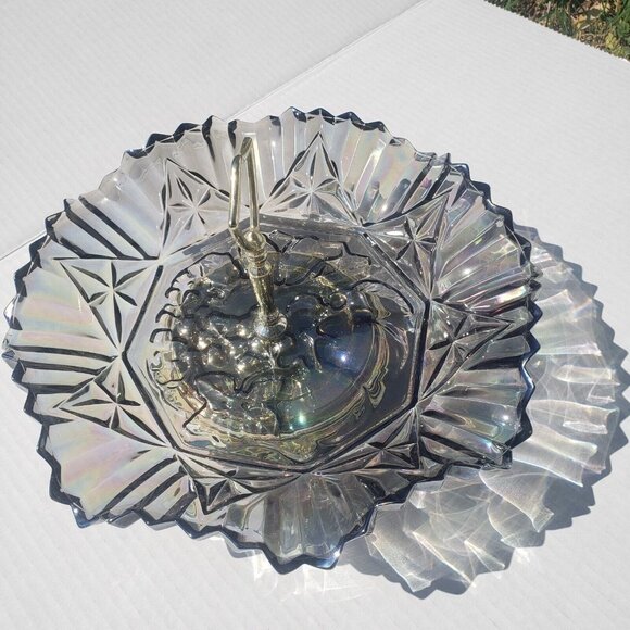 Federal Carnival Glass Pioneer Fruit Pattern Serving Dish W/handle - Picture 3 of 16
